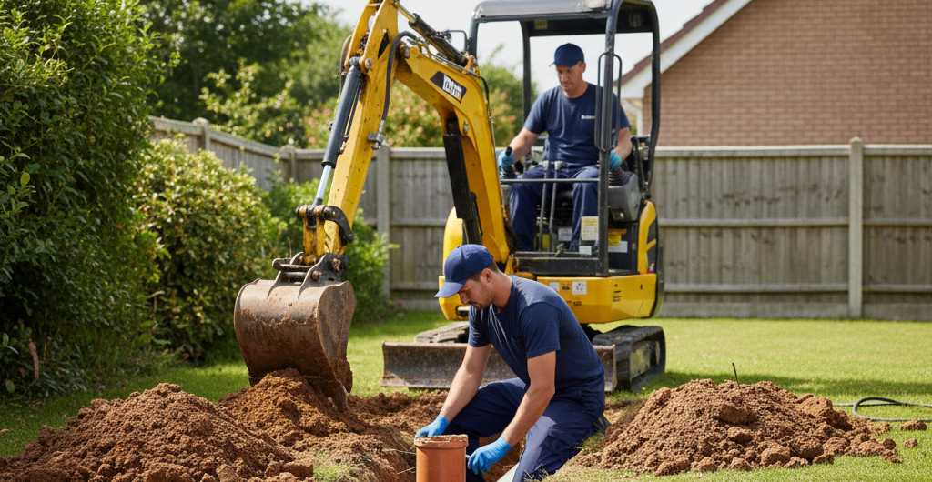  Réparation de canalisations avec mini-pelle